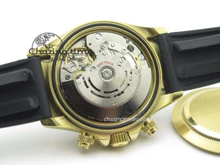 0105 Stylish Daytona YG BP Maker Gold Dial Sticks Markers On Rubber Strap A7750@ 4012